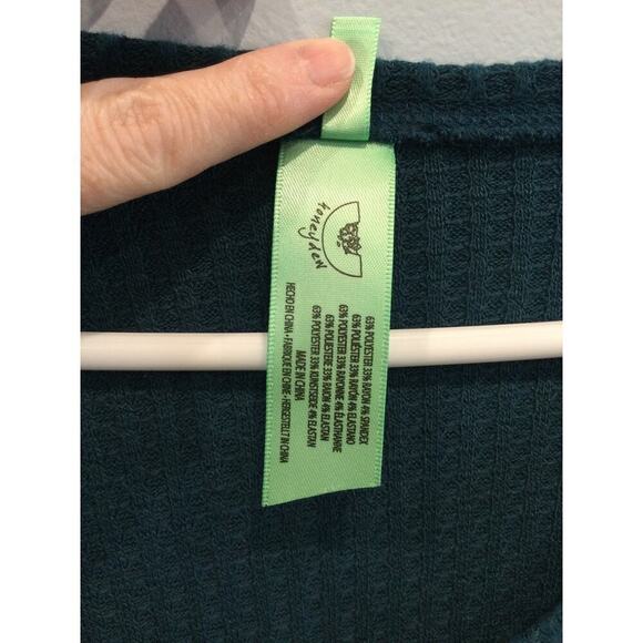 Honeydew Womens Thermal Top Size Medium Shirt Hunter Green NEW Waffle Knit Fairy - Picture 7 of 8